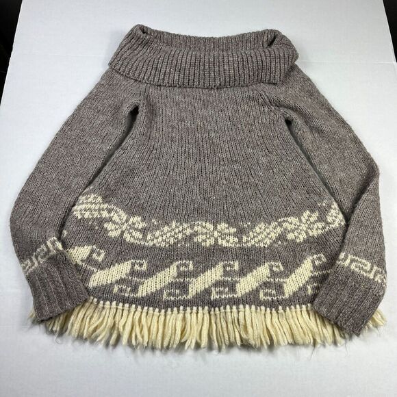 Free People Sweaters - Free People Nordic Fringe Sweater Beige Cowl Neck Winter Cozy Pullover SMALL
